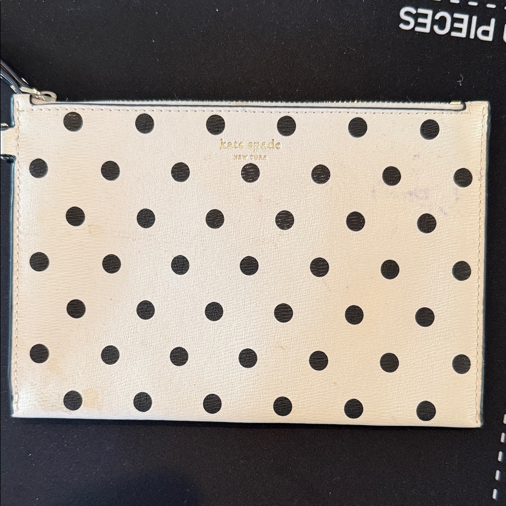 Kate Spade Black and Cream Polka Dot Wristlet